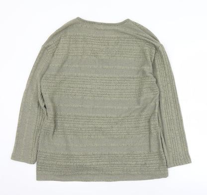 Dunnes Womens Green V-Neck  Polyester Pullover Jumper Size M