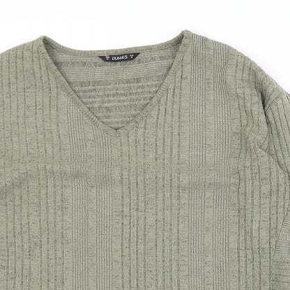Dunnes Womens Green V-Neck  Polyester Pullover Jumper Size M
