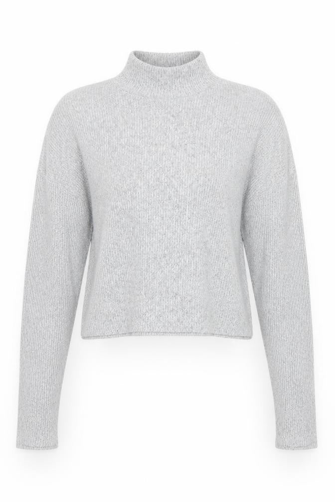 Topshop Womens Grey Mock Neck  Viscose Pullover Jumper Size 10   - Cropped