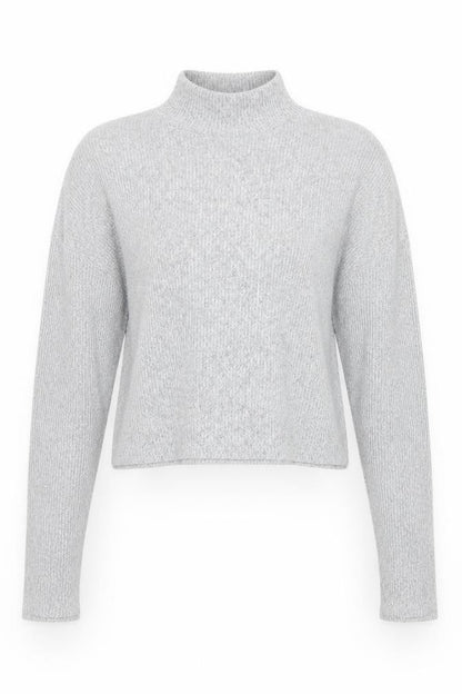 Topshop Womens Grey Mock Neck  Viscose Pullover Jumper Size 10   - Cropped