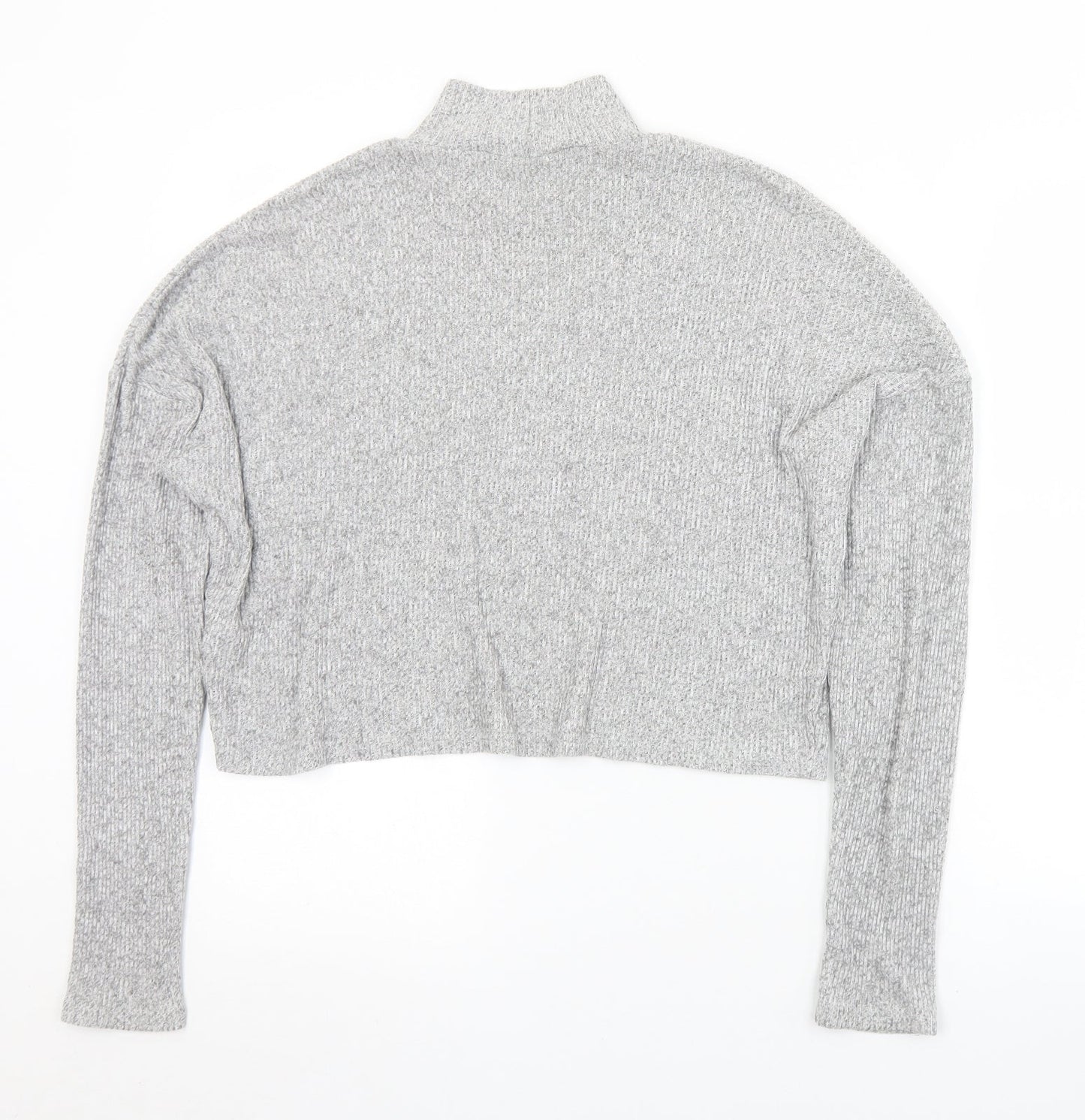 Topshop Womens Grey Mock Neck  Viscose Pullover Jumper Size 10   - Cropped