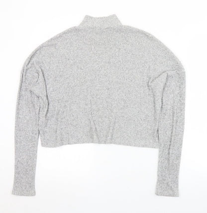 Topshop Womens Grey Mock Neck  Viscose Pullover Jumper Size 10   - Cropped