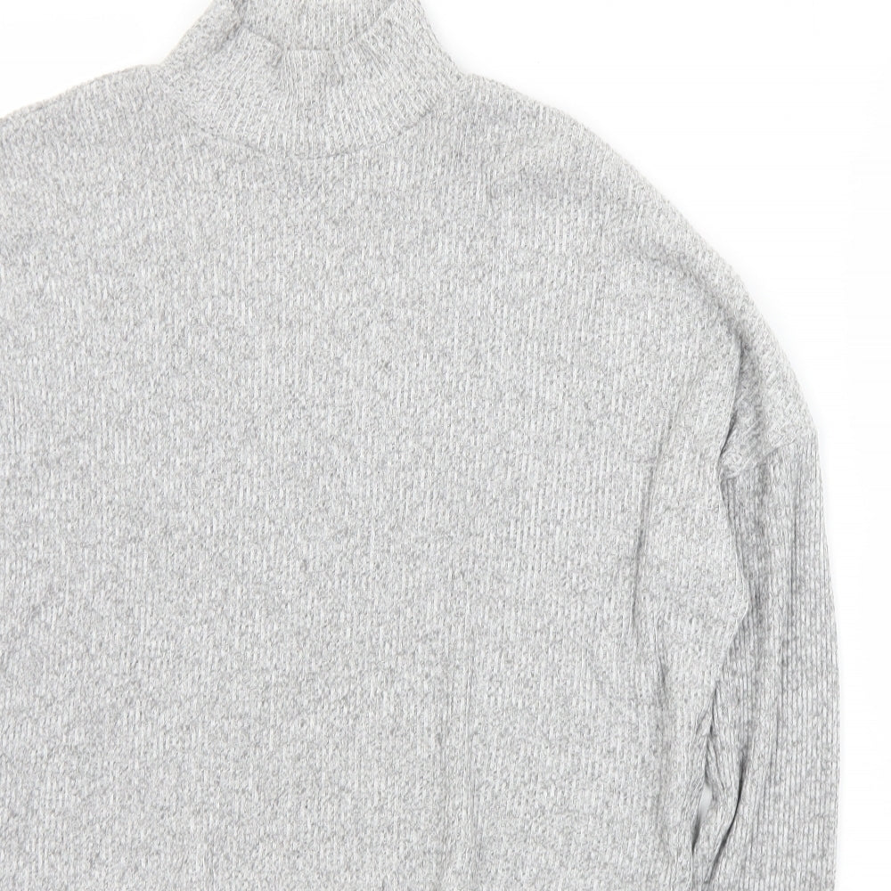 Topshop Womens Grey Mock Neck  Viscose Pullover Jumper Size 10   - Cropped