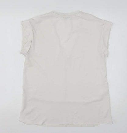 Zara Womens White  Polyester Basic Blouse Size S V-Neck