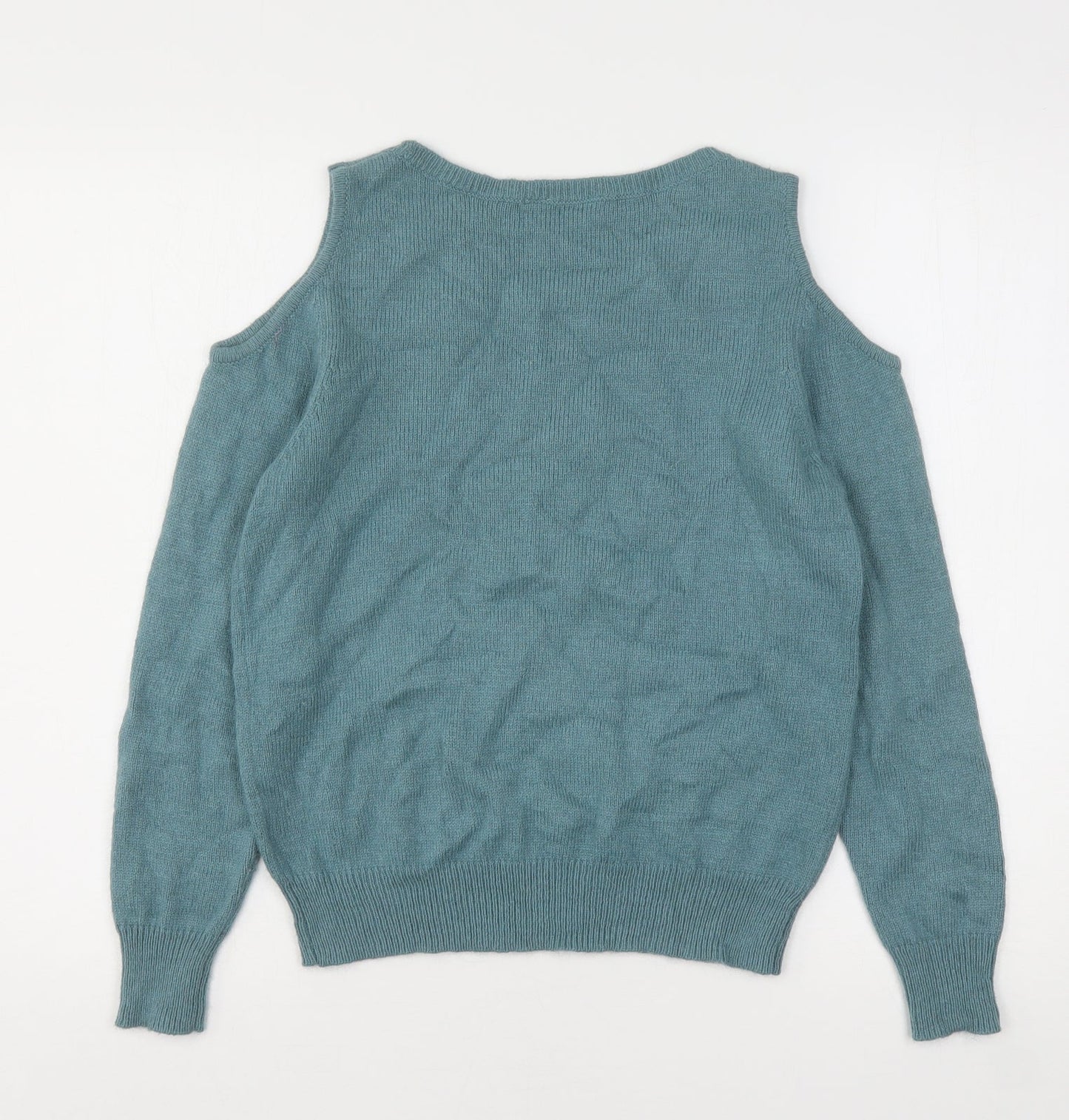 Miss Selfridge Womens Green Round Neck  Viscose Pullover Jumper Size 8