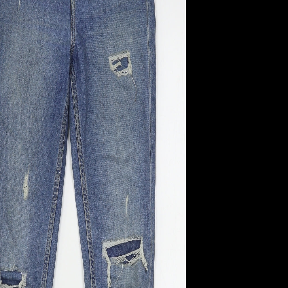 Marks and Spencer Womens Blue  Cotton Skinny Jeans Size 8 L28 in Regular
