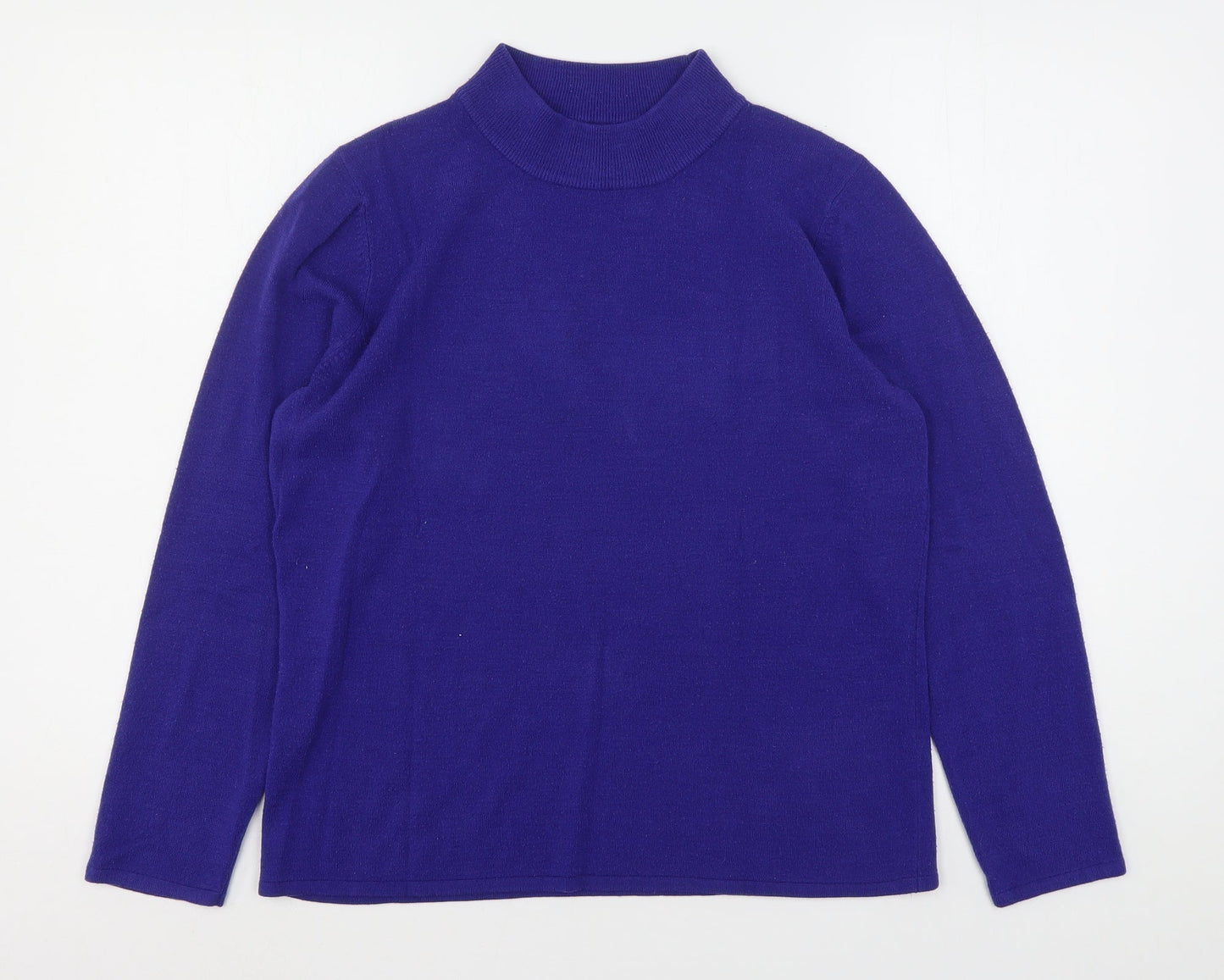Bonmarché Womens Blue Mock Neck  Acrylic Pullover Jumper Size M