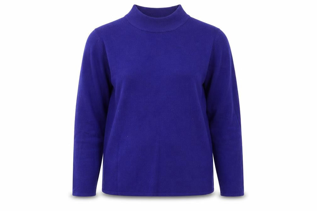 Bonmarché Womens Blue Mock Neck Acrylic Pullover Jumper Size M