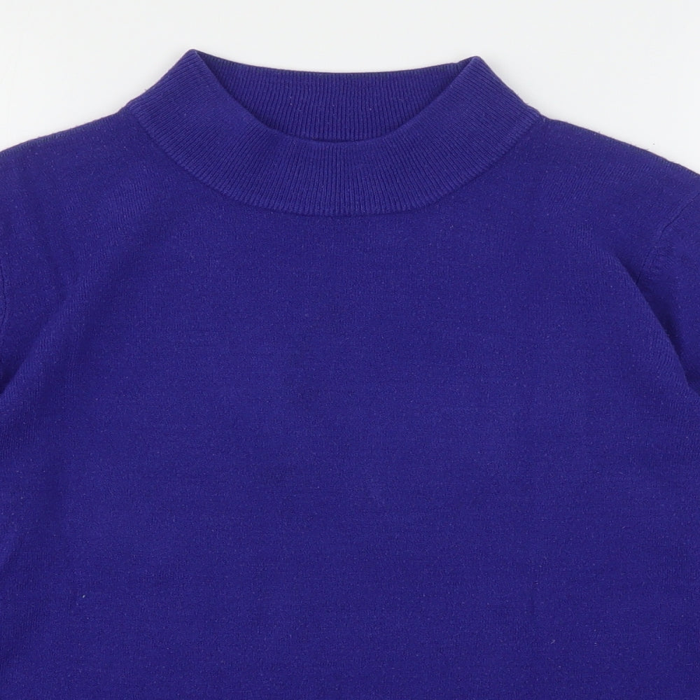 Bonmarché Womens Blue Mock Neck  Acrylic Pullover Jumper Size M