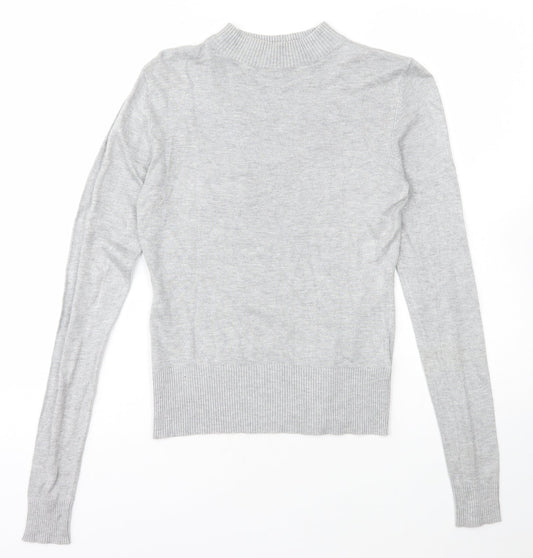 New Look Womens Grey Mock Neck  Viscose Pullover Jumper Size 8