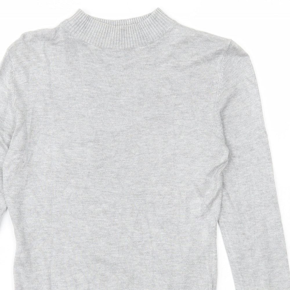 New Look Womens Grey Mock Neck  Viscose Pullover Jumper Size 8