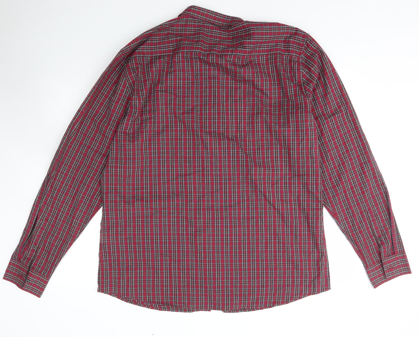 Peacocks Mens Red Check Cotton  Button-Up Size 2XL Collared Button
