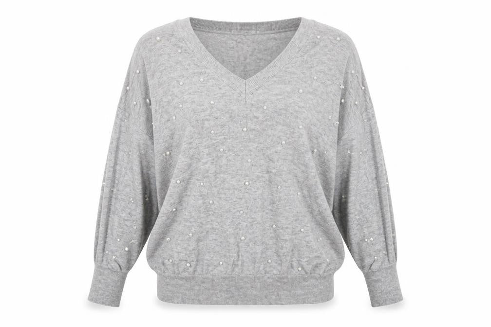 Jubylee Womens Grey V-Neck  Viscose Pullover Jumper Size M