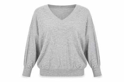 Jubylee Womens Grey V-Neck  Viscose Pullover Jumper Size M