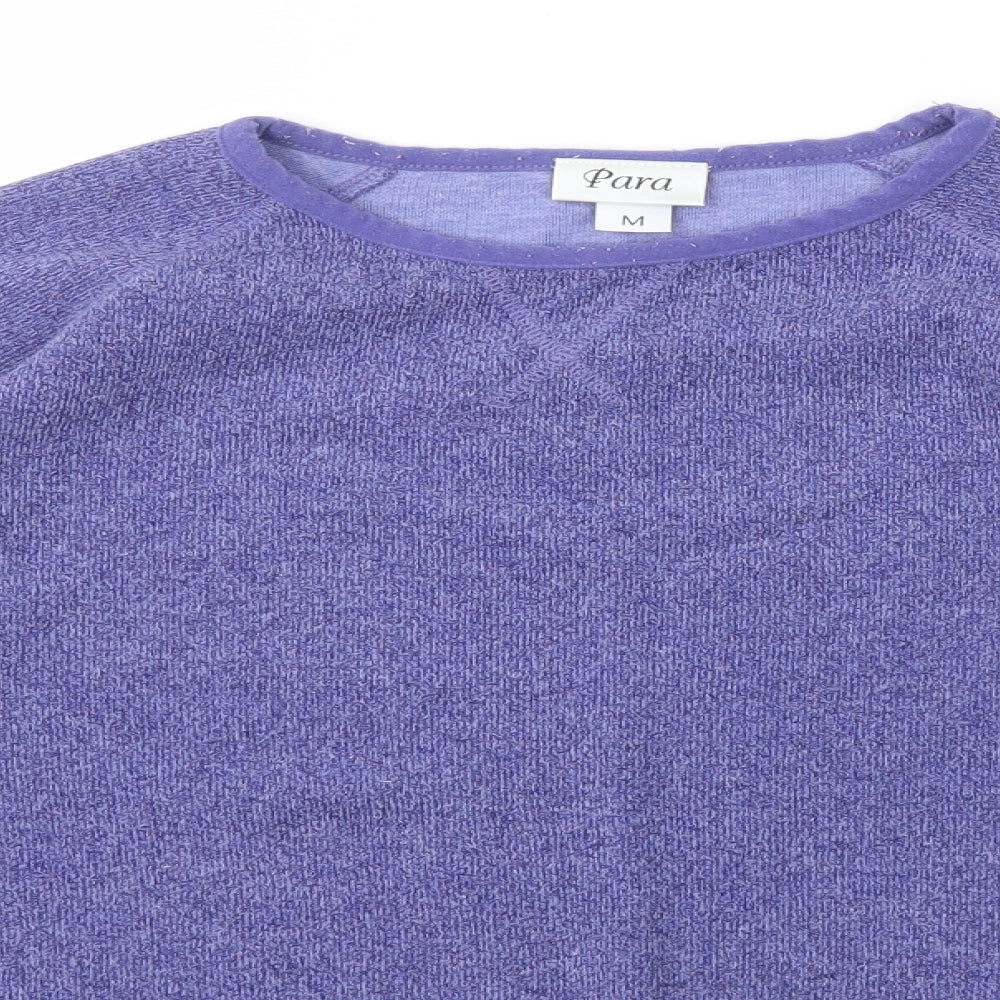 Para Womens Purple Scoop Neck  Polyester Pullover Jumper Size M