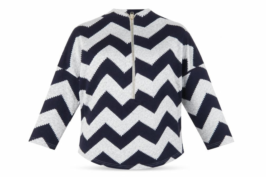 Bonmarché Womens Blue Striped Polyester Full Zip Sweatshirt Size XS Zip