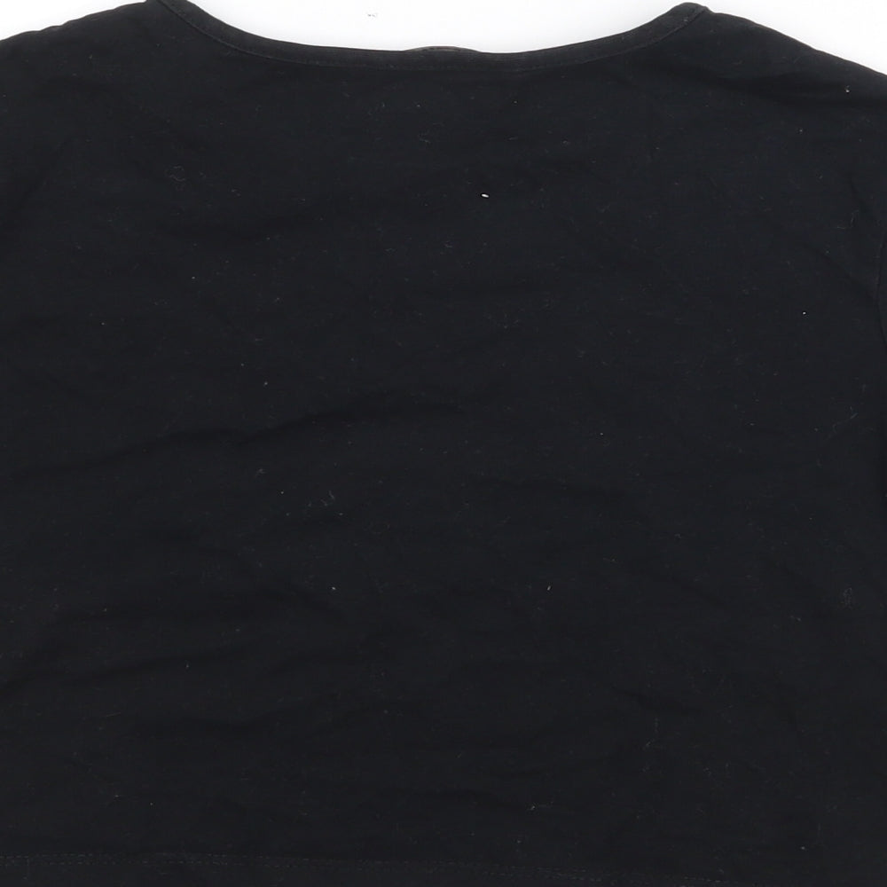 George Girls Black  Cotton Pullover T-Shirt Size 6-7 Years Crew Neck