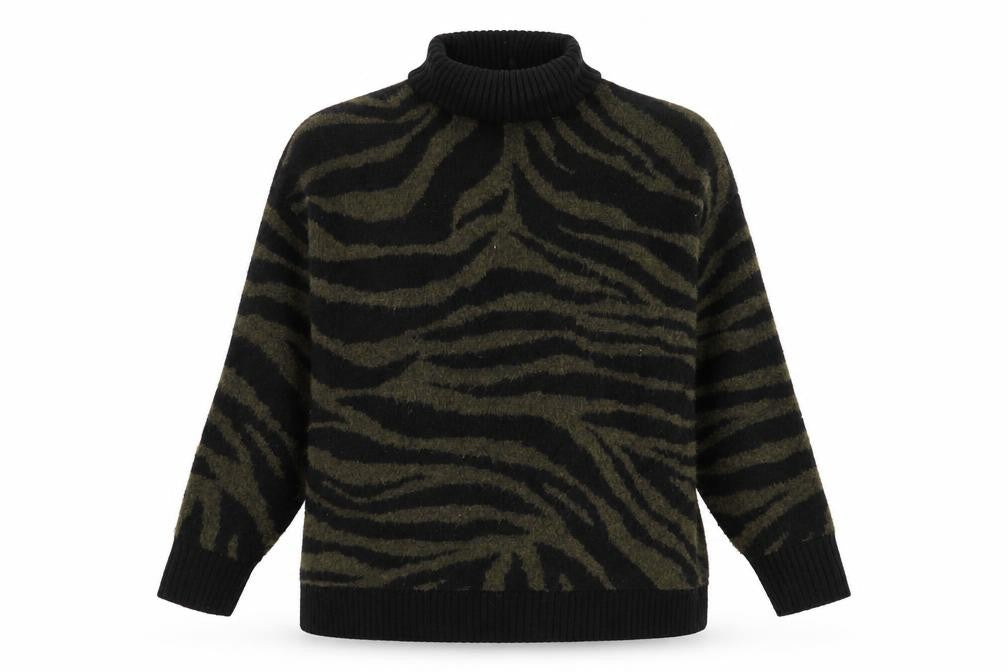 New Look Womens Green Roll Neck Geometric Polyester Pullover Jumper Size S