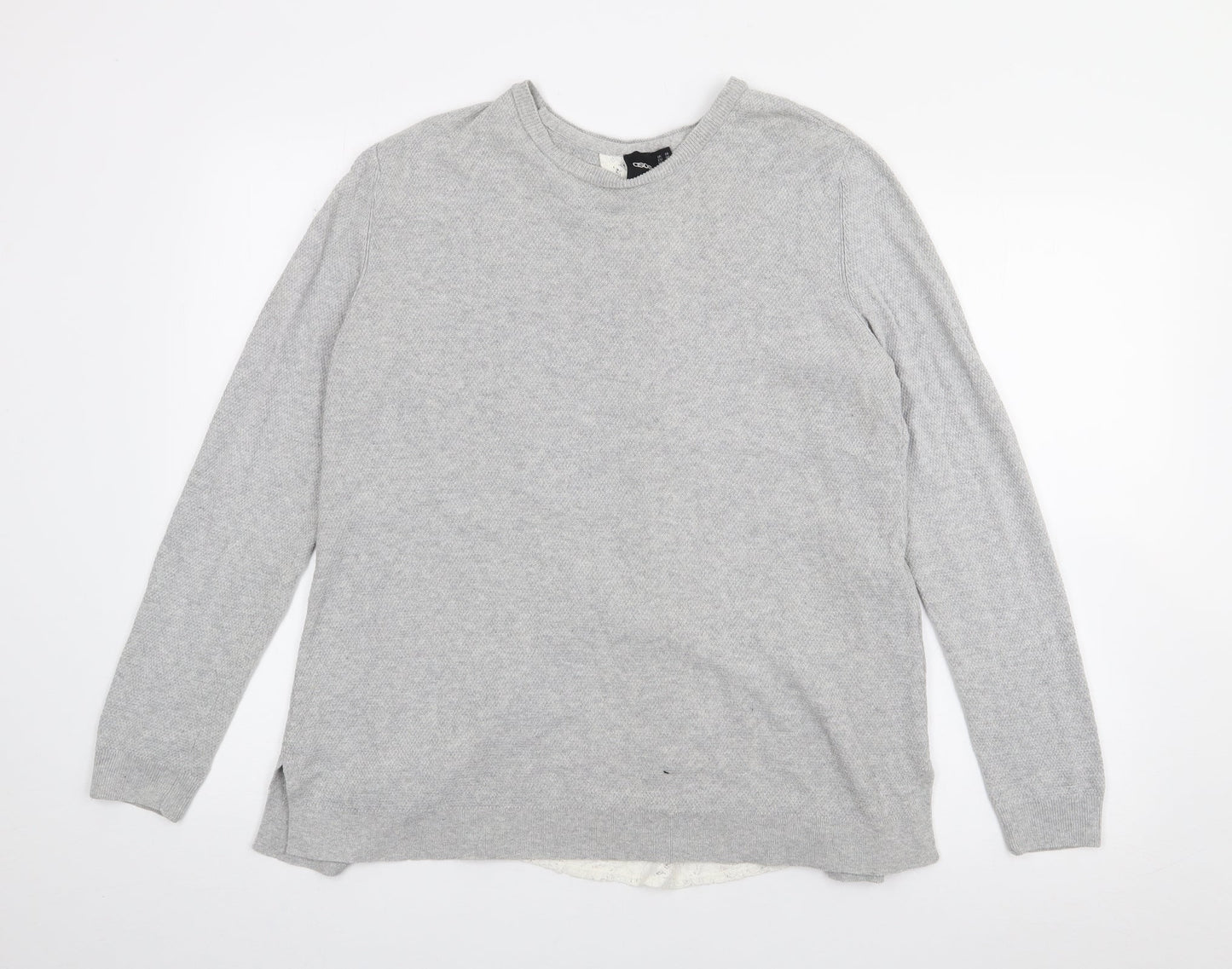 ASOS Womens Grey Crew Neck  Cotton Pullover Jumper Size 10