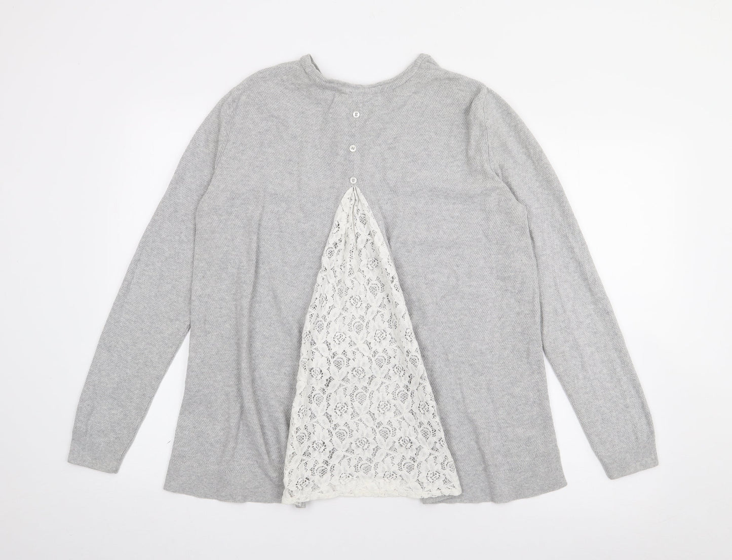 ASOS Womens Grey Crew Neck  Cotton Pullover Jumper Size 10