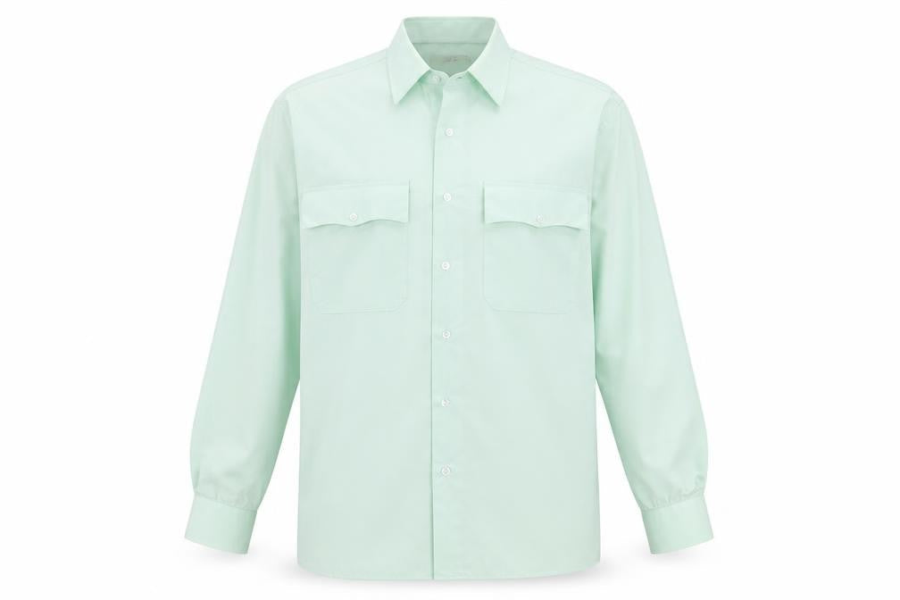 Preworn Mens Green  Polyester  Button-Up Size 16 Collared Button