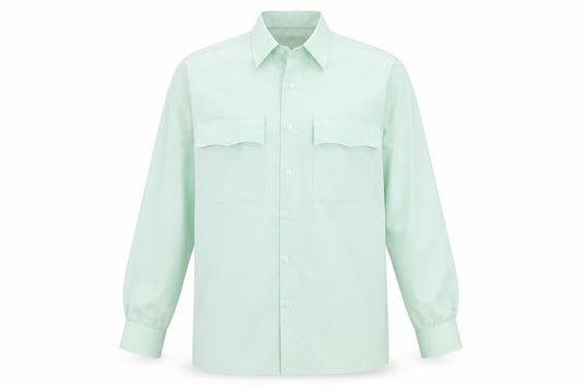 Preworn Mens Green  Polyester  Button-Up Size 16 Collared Button