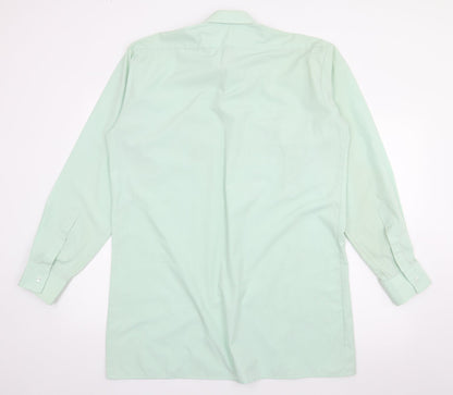 Preworn Mens Green  Polyester  Button-Up Size 16 Collared Button