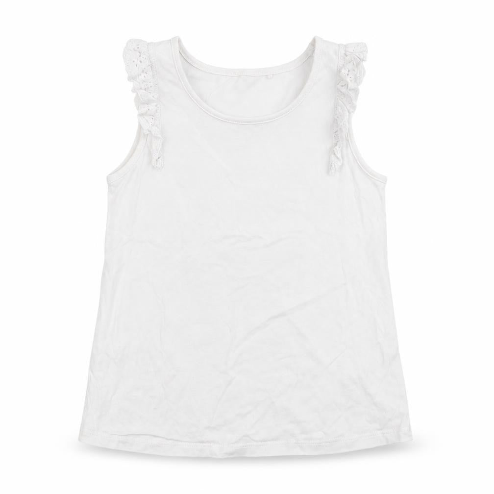 NEXT Girls White  Cotton Basic Tank Size 7-8 Years Scoop Neck