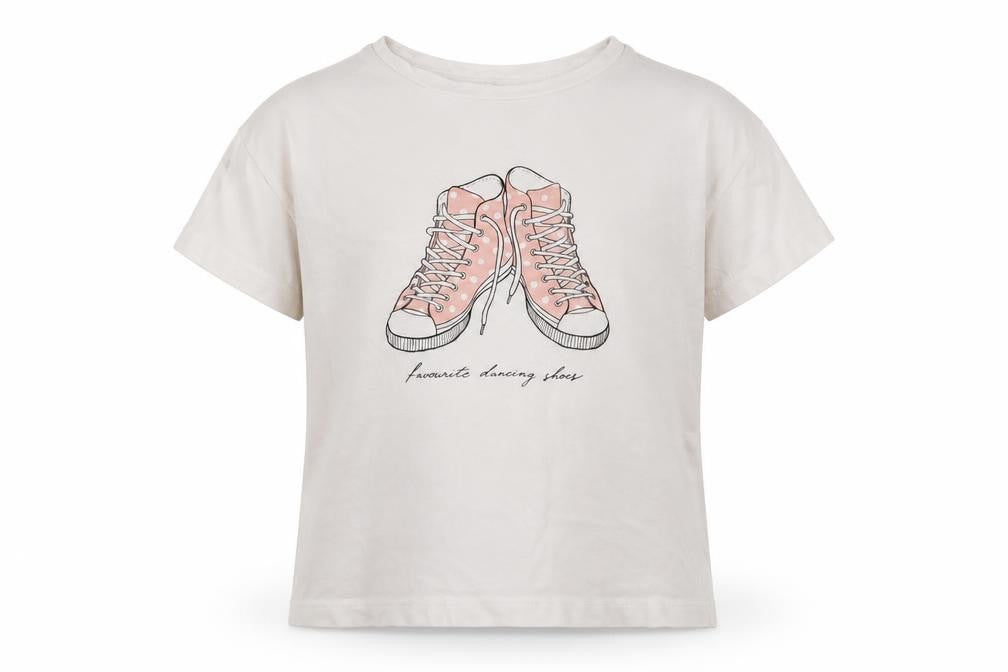 MNG Girls White  Cotton Basic T-Shirt Size 6 Years Crew Neck