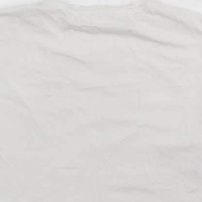 Mango Girls White  Cotton Basic T-Shirt Size 6 Years Crew Neck
