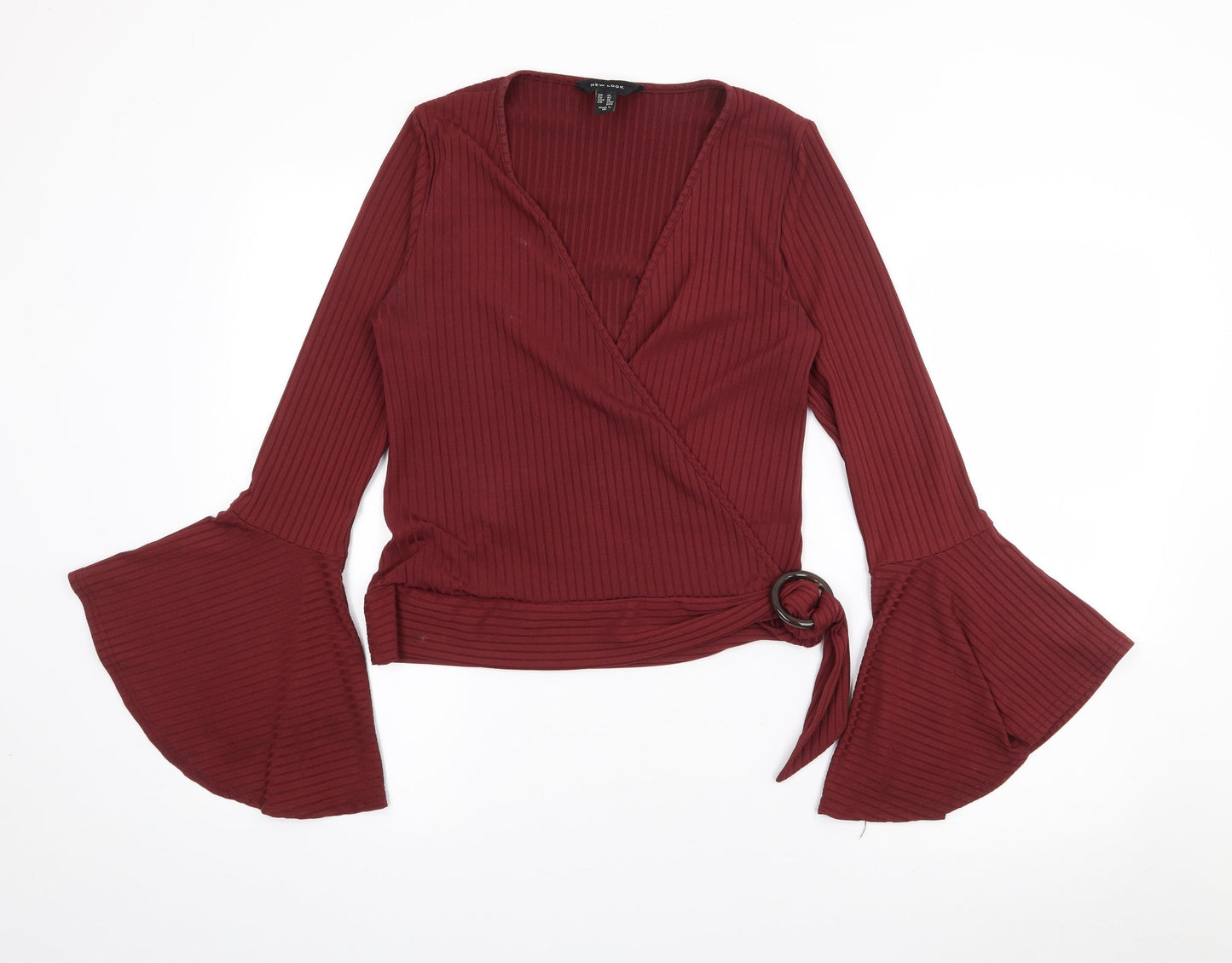 New Look Womens Red V-Neck  Polyester Pullover Jumper Size 14