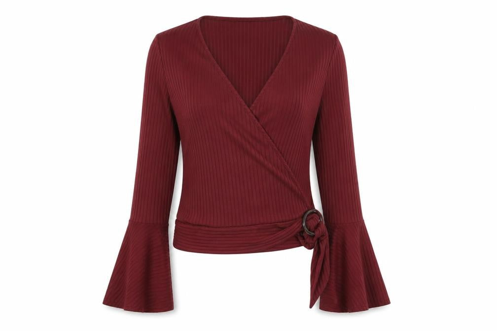 New Look Womens Red V-Neck  Polyester Pullover Jumper Size 14