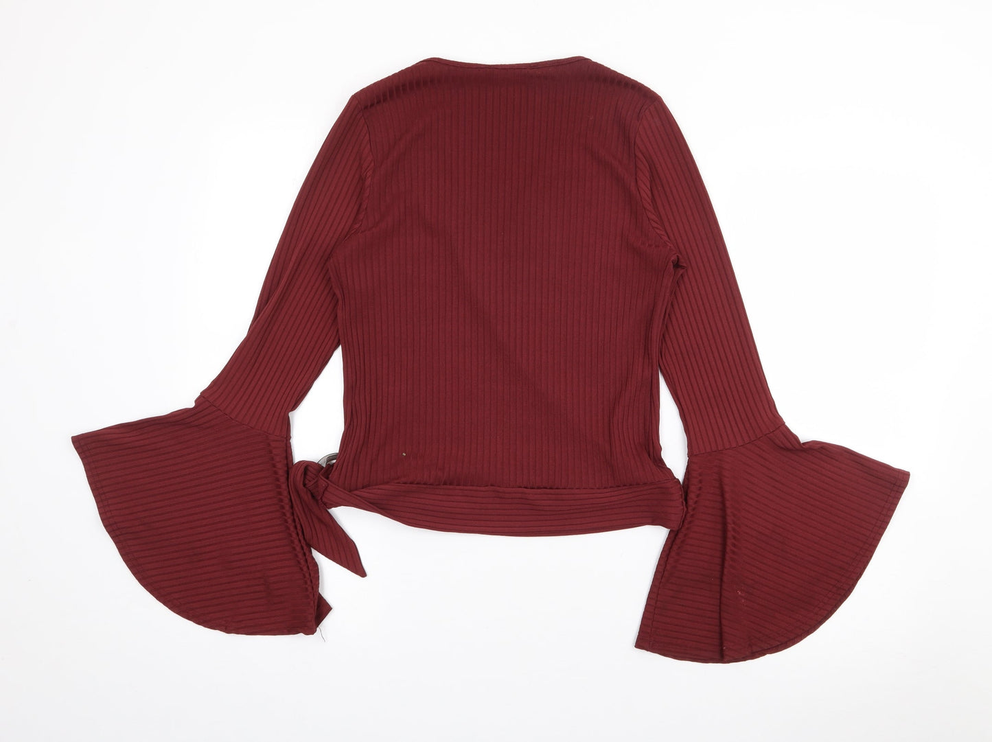New Look Womens Red V-Neck  Polyester Pullover Jumper Size 14