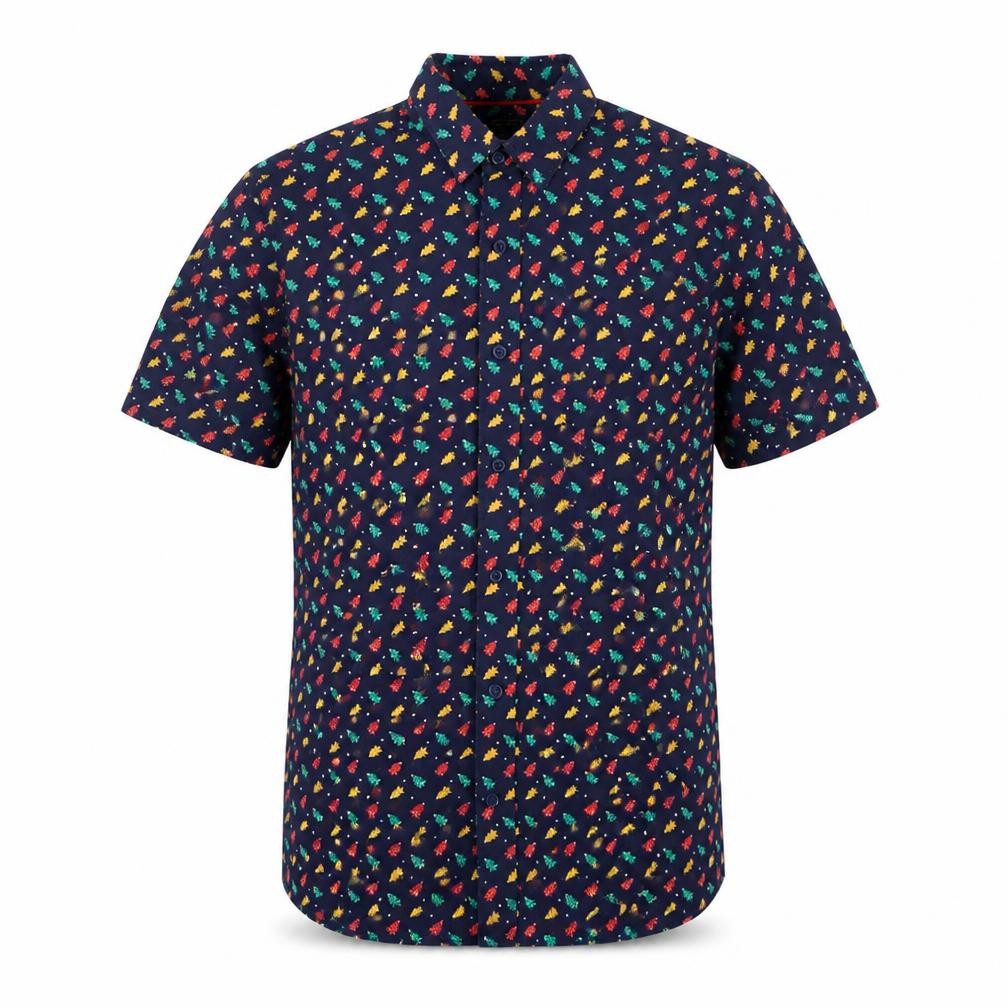 Cargo Quay Mens Blue  Cotton  Button-Up Size S Collared Button - Christmas Tree