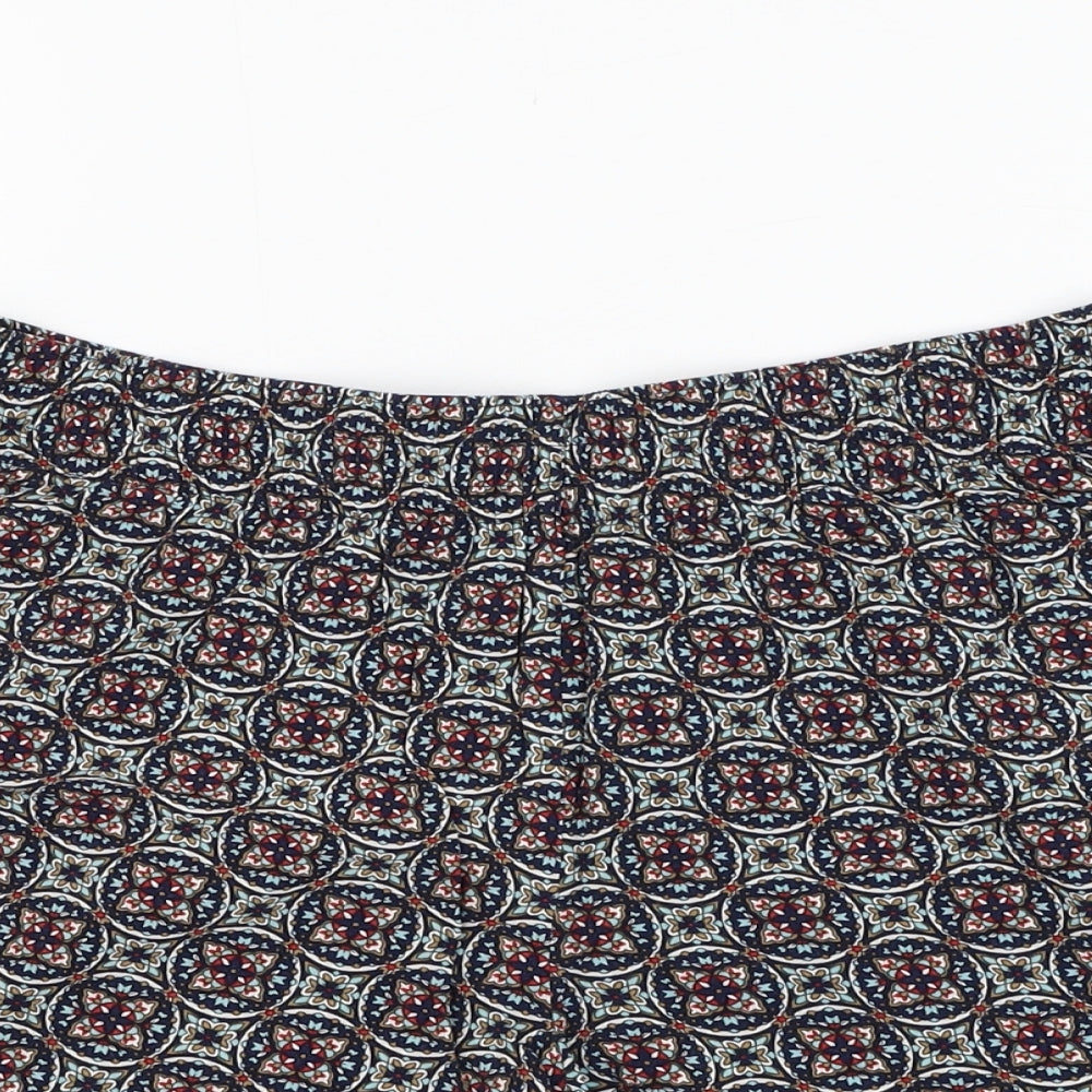 Papaya Womens Blue Geometric Viscose Culotte Shorts Size 8 L4 in Regular