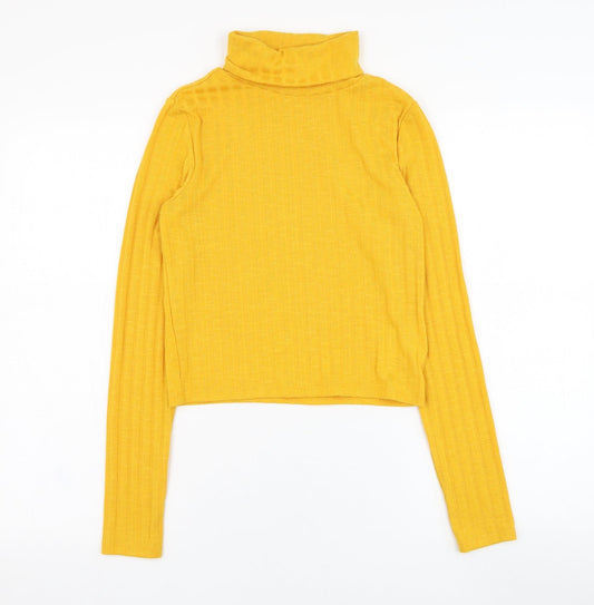 H&M Womens Yellow Roll Neck  Polyester Pullover Jumper Size S