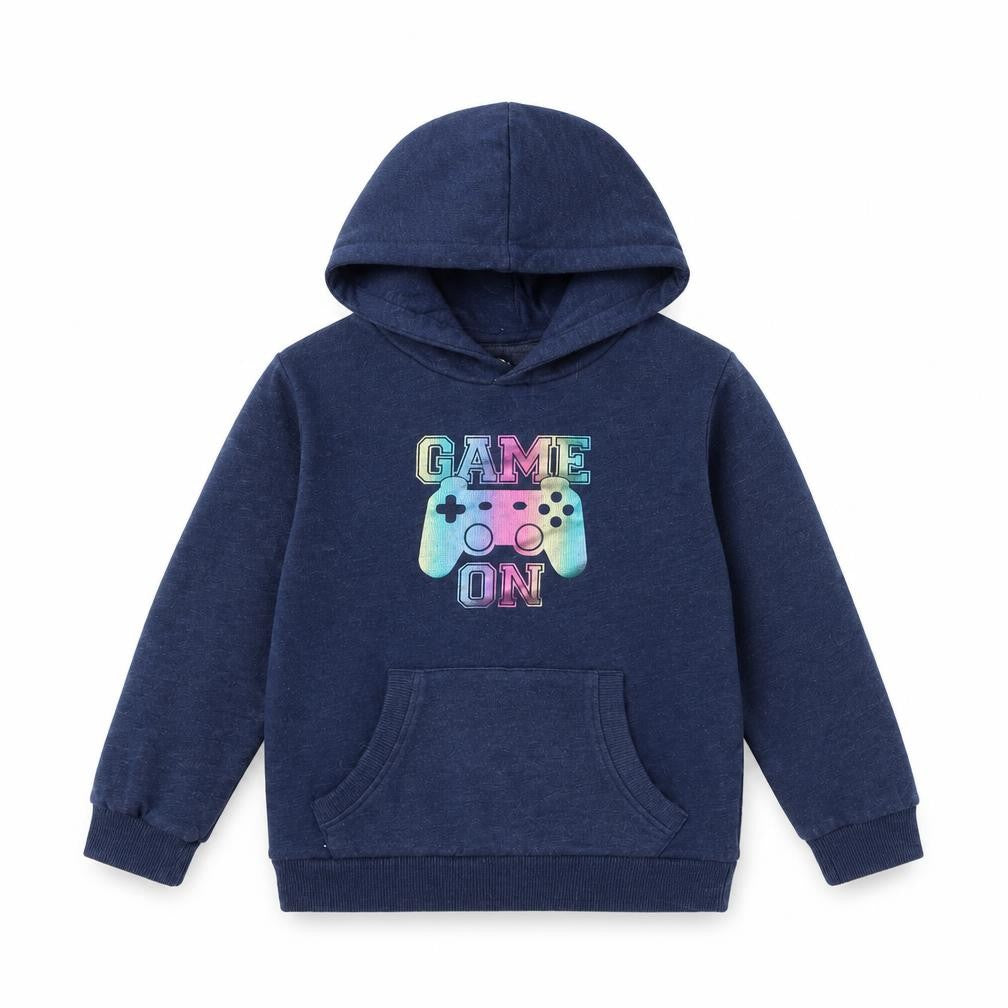 Jeff & Co Girls Blue  Cotton Pullover Hoodie Size 5-6 Years  Pullover - Game on