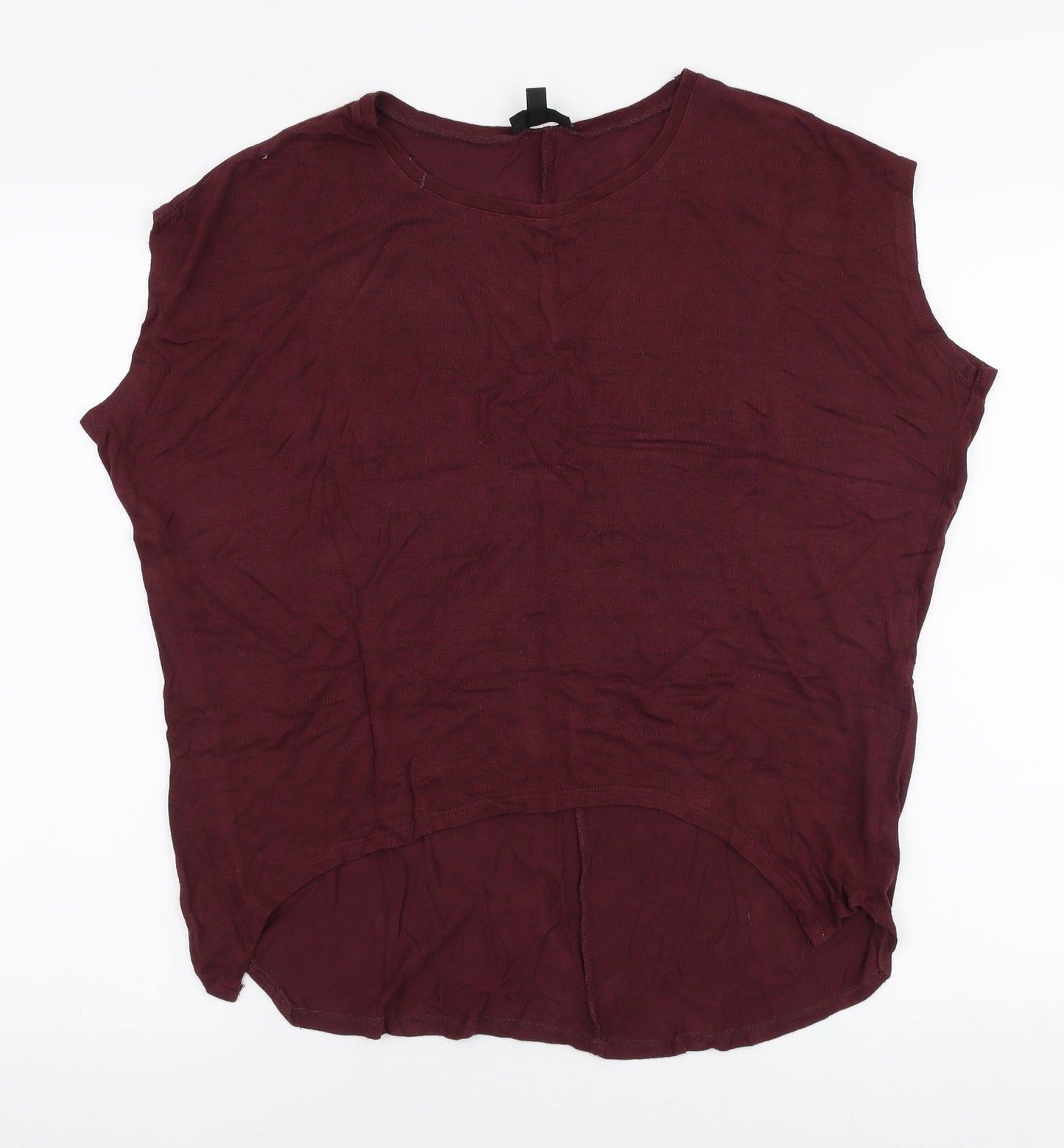 Topshop Womens Purple  Viscose Jersey T-Shirt Size 8 Round Neck