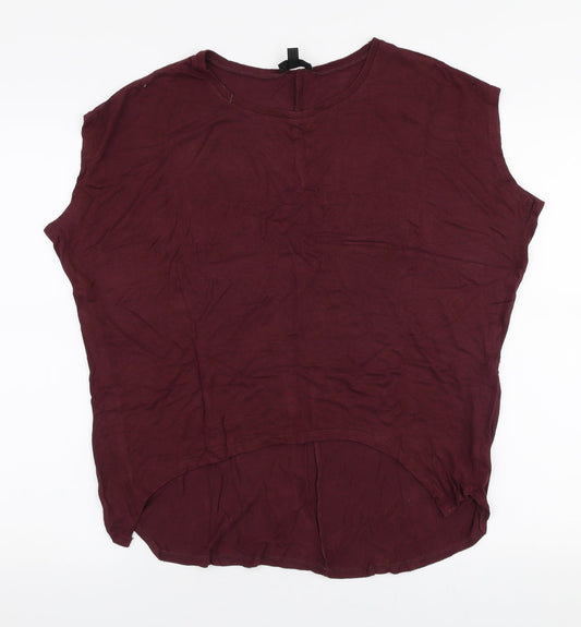 Topshop Womens Purple  Viscose Jersey T-Shirt Size 8 Round Neck