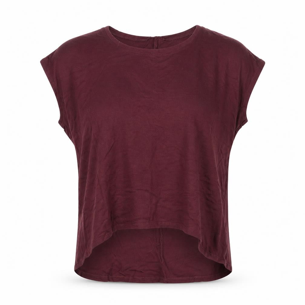 Topshop Womens Purple  Viscose Jersey T-Shirt Size 8 Round Neck