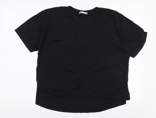 Zara Womens Black  Polyester Jersey T-Shirt Size S Round Neck