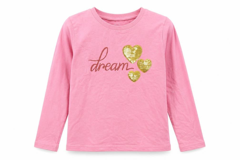 NAME IT Girls Pink  100% Cotton Jersey T-Shirt Size 7-8 Years Round Neck Pullover - Dream