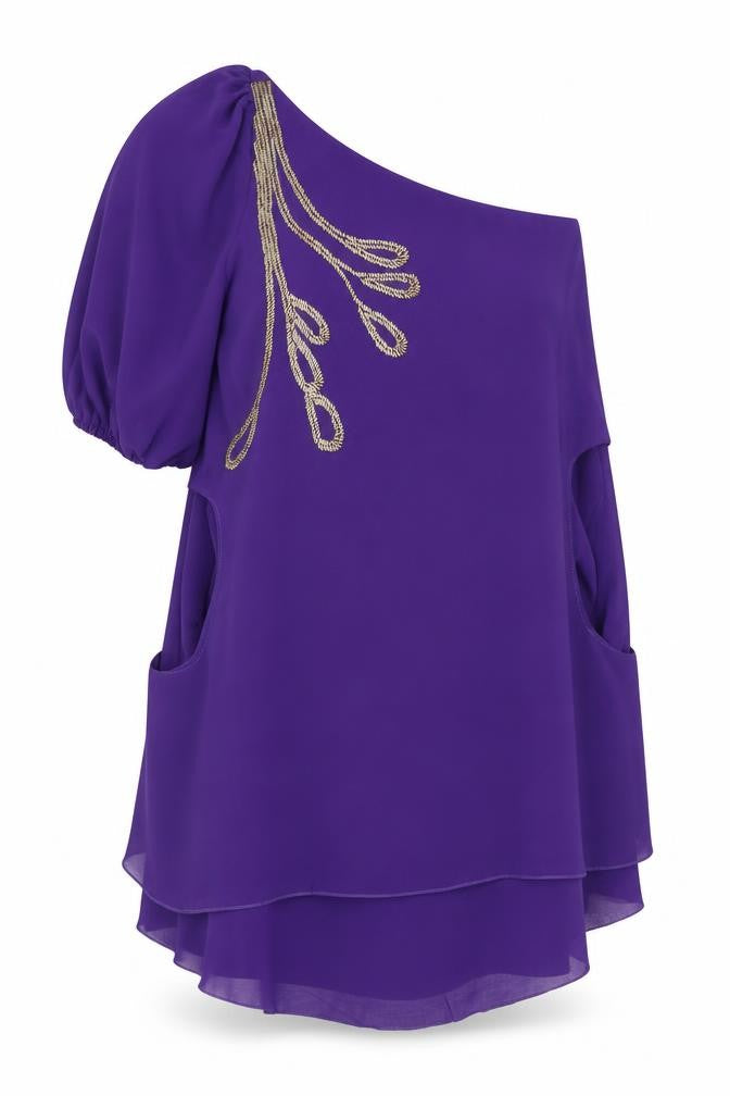 TFNC London Womens Purple  Polyester A-Line  Size S  One Shoulder Pullover