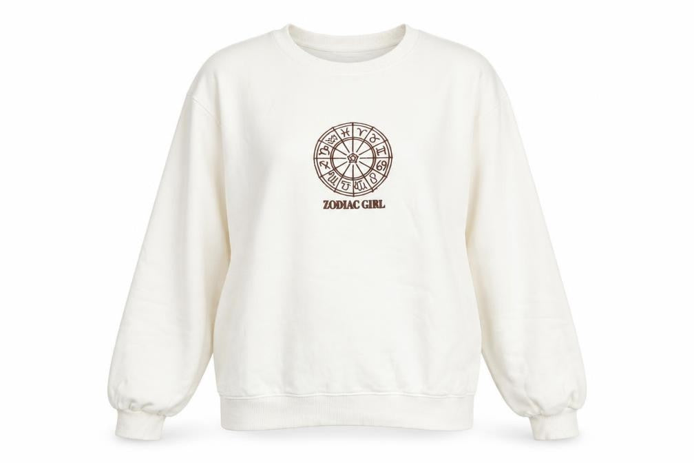 Threadble Womens White  Cotton Pullover Sweatshirt Size 8  Pullover - Zodiac