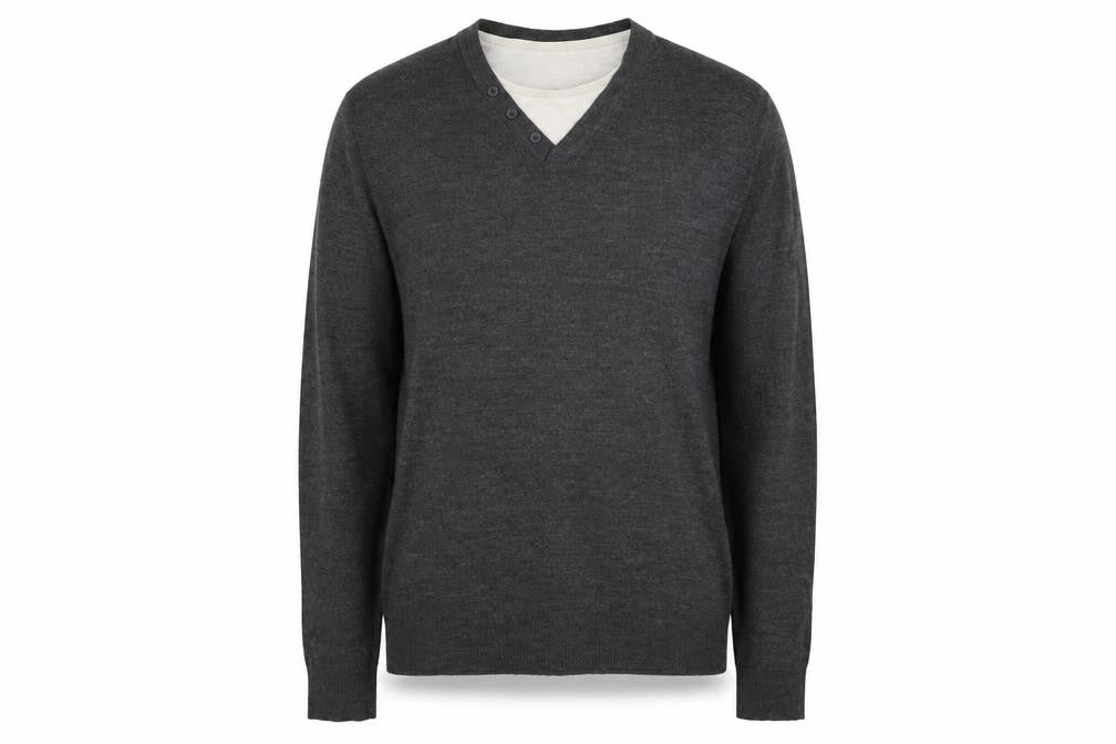 TU Mens Grey Round Neck  Acrylic Pullover Jumper Size M