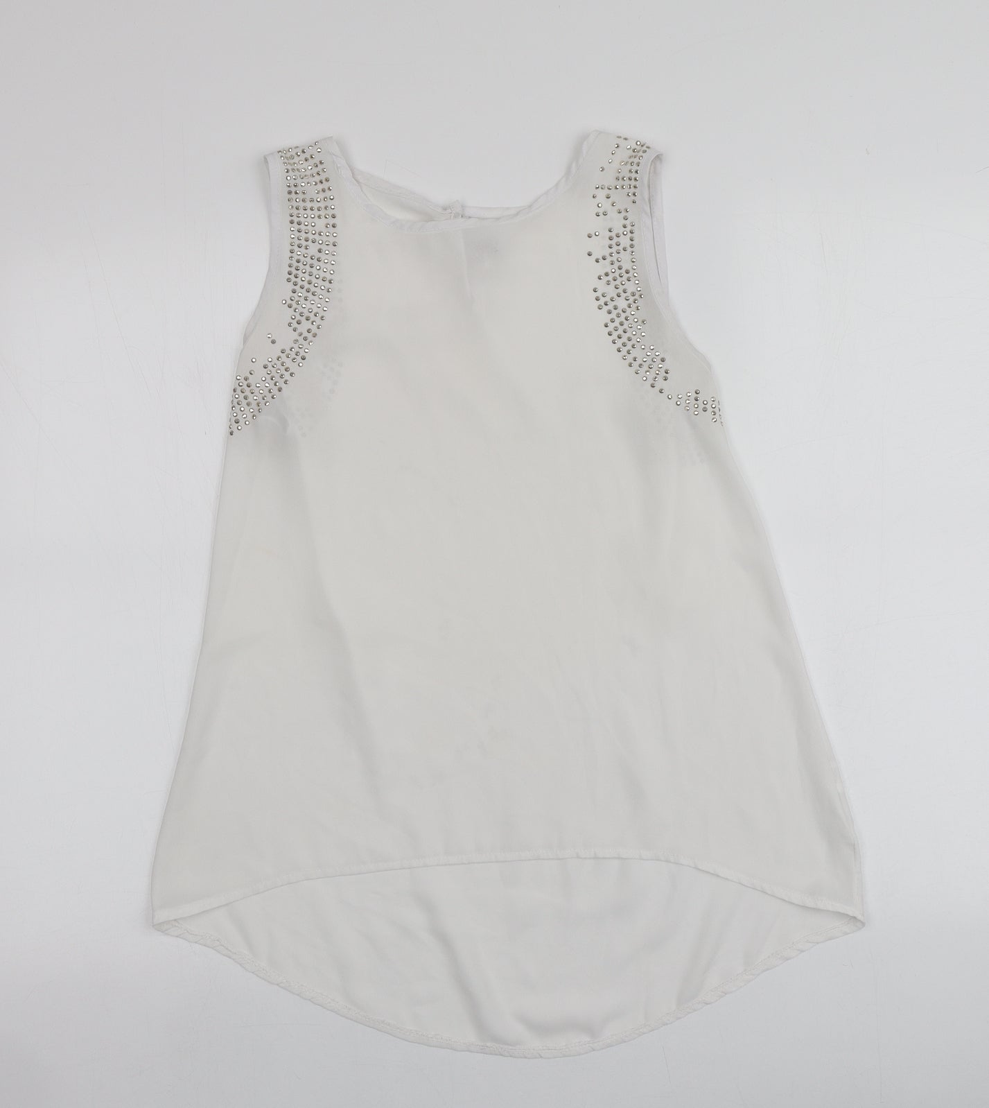 Red Queen Womens Ivory  Polyester Basic Blouse Size S Round Neck