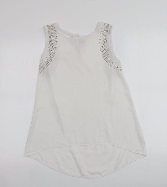Red Queen Womens Ivory  Polyester Basic Blouse Size S Round Neck