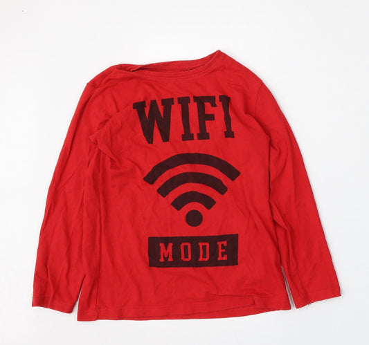 Dunnes Stores Boys Red  Cotton Basic T-Shirt Size 8-9 Years Round Neck  - WiFi Child