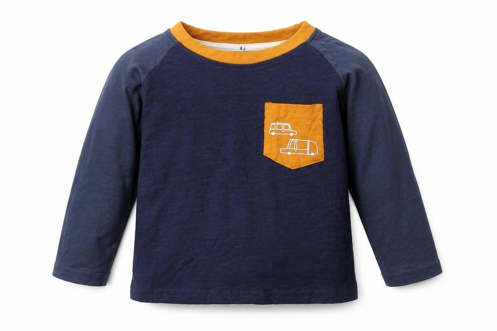 Primark Boys Blue  Cotton Basic T-Shirt Size 12-18 Months Round Neck