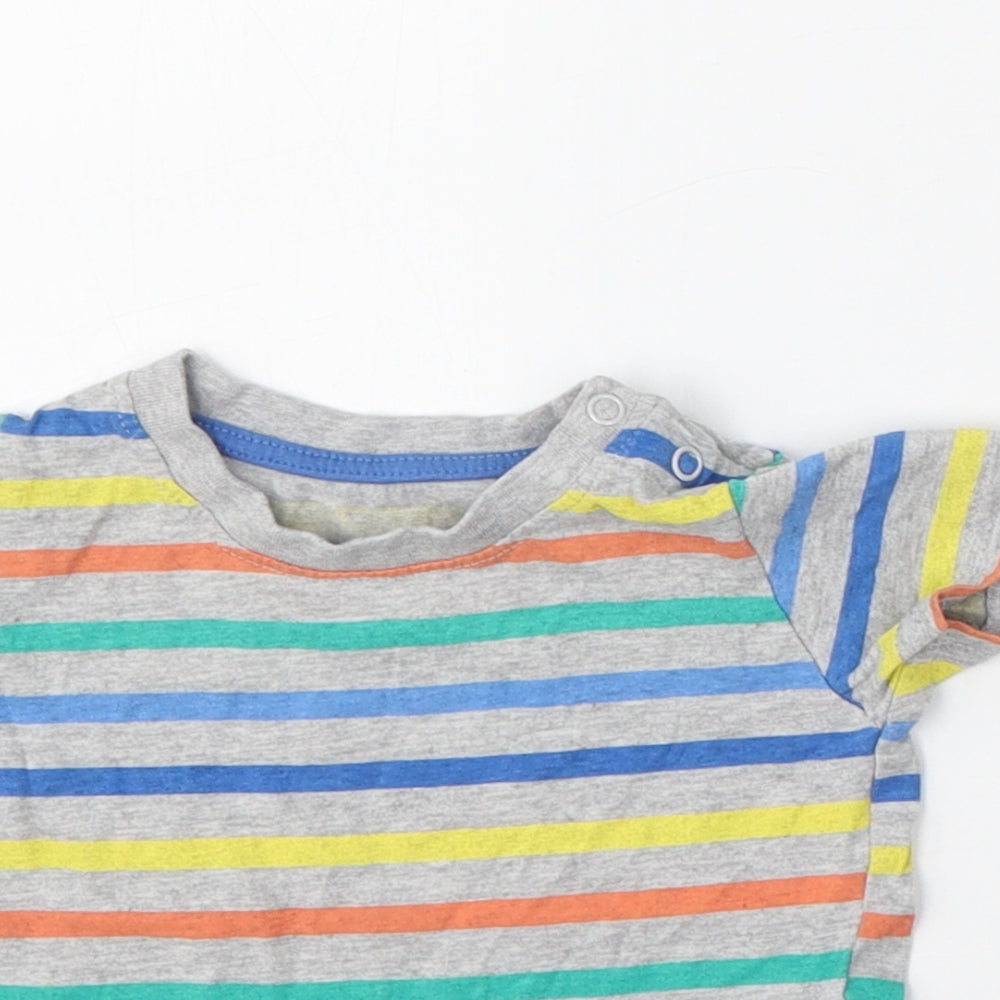 Primark Boys Multicoloured Striped Cotton Basic T-Shirt Size 3-6 Months Round Neck